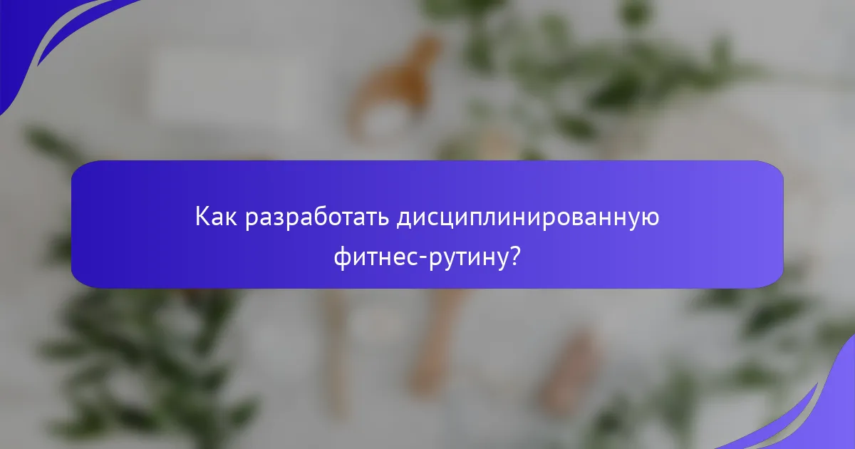 Как разработать дисциплинированную фитнес-рутину?