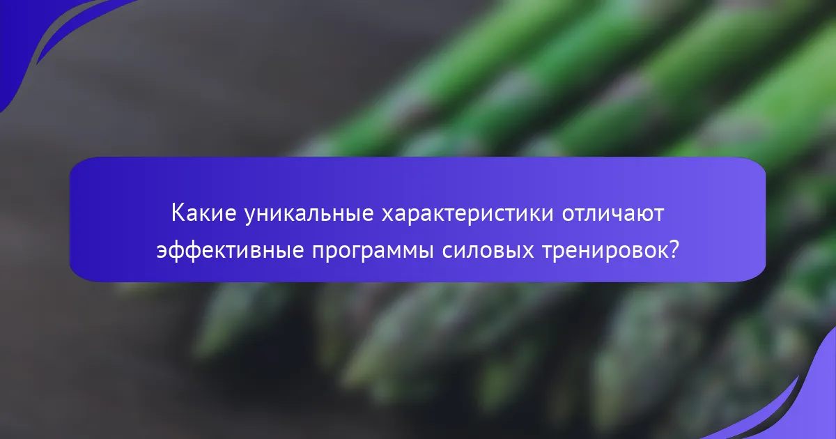 Какие уникальные характеристики отличают эффективные программы силовых тренировок?